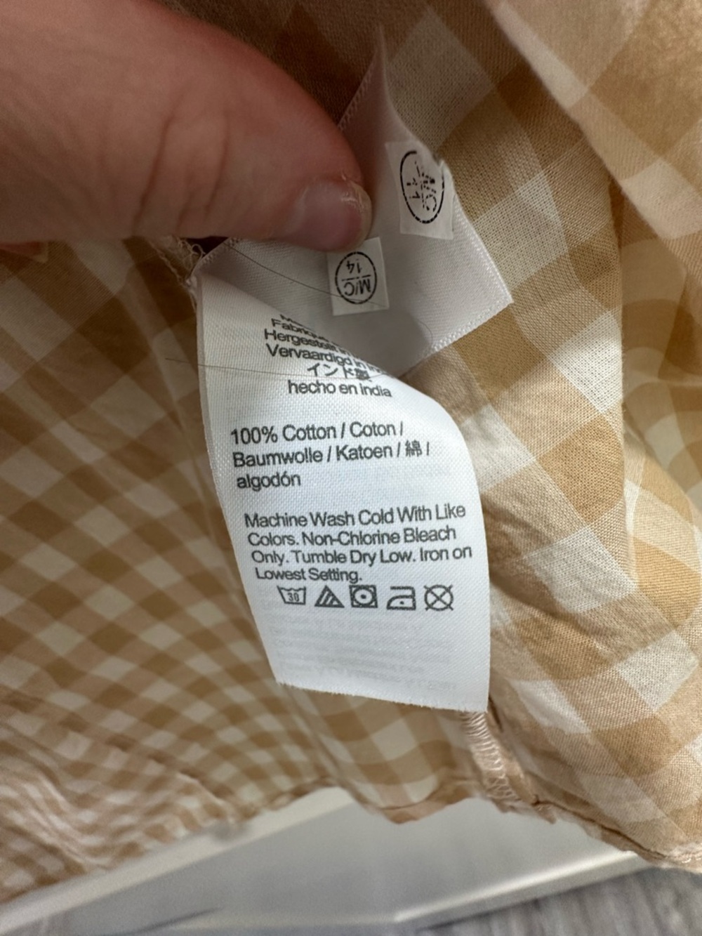 J. Crew 100% Cotton Tan and White Gingham Button-Down Shirt - Picture 3 of 3